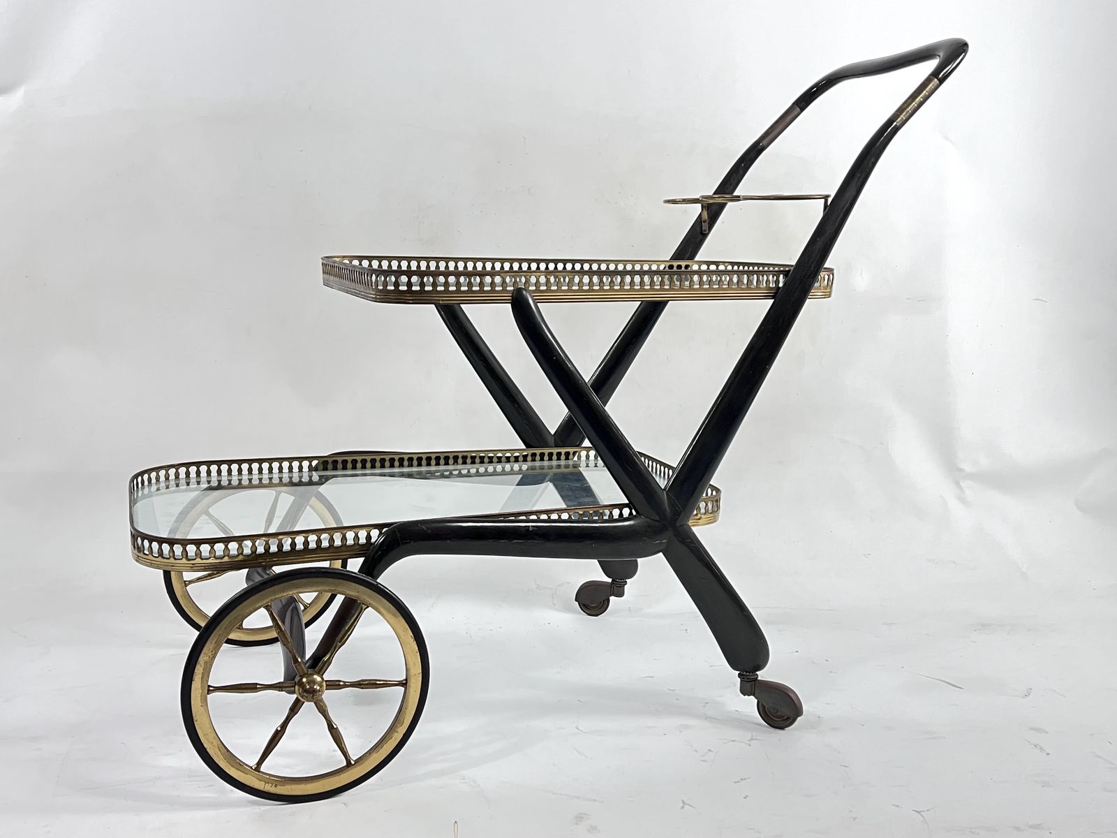 Rare Mid Century Cesare Lacca Serving Bar Cart. Italy 1950s photo furniture