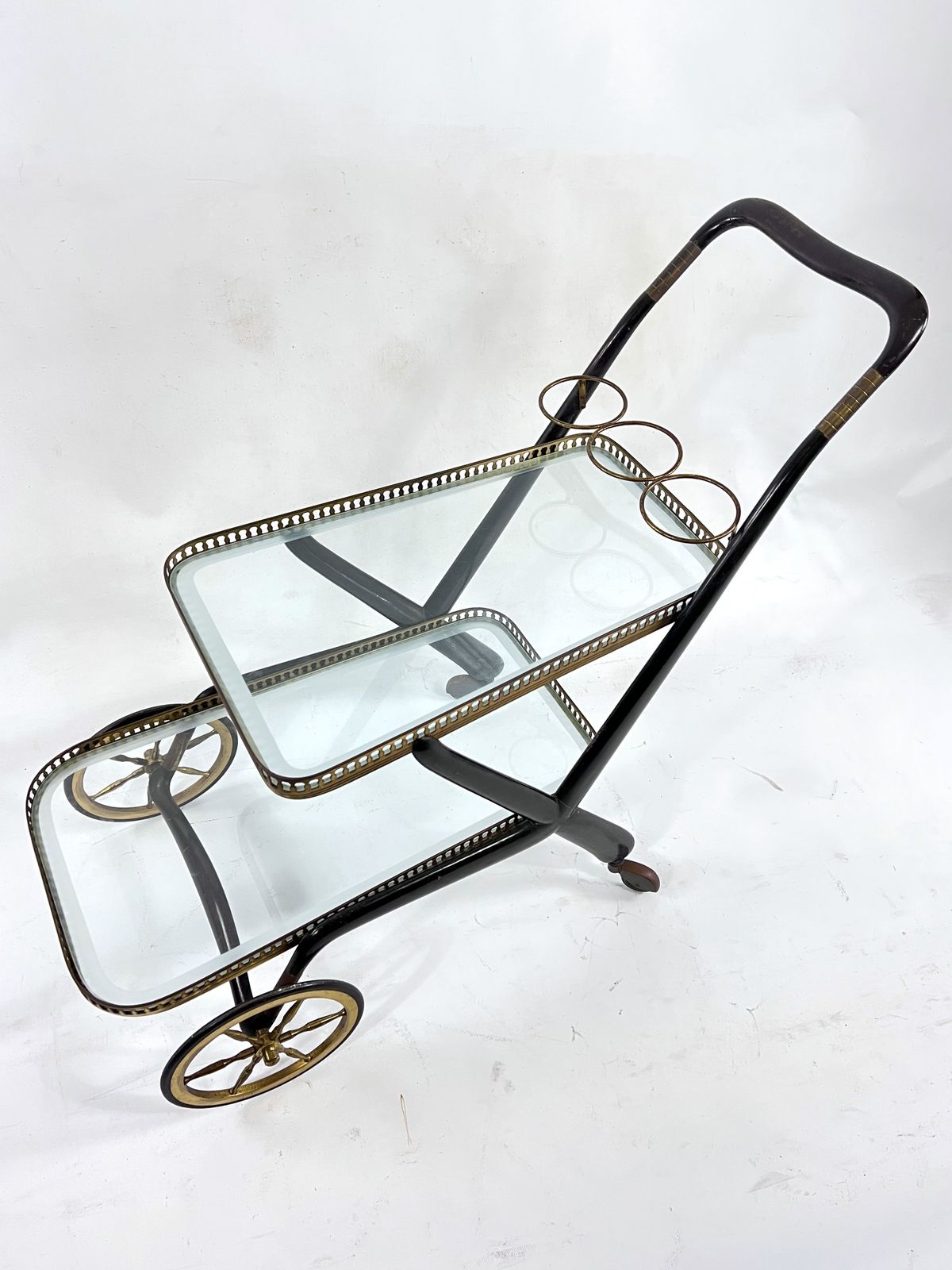 photo furniture Rare Mid Century Cesare Lacca Serving Bar Cart. Italy 1950s