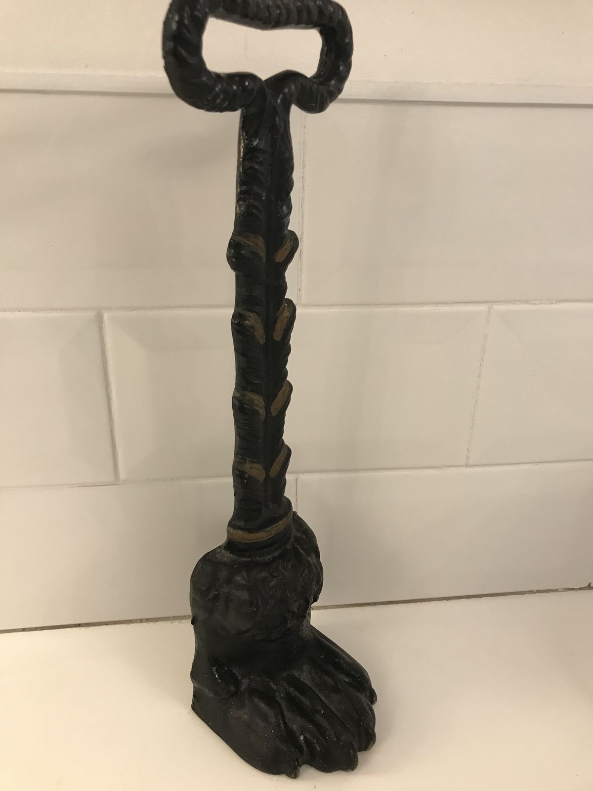 Victorian Black Cast Iron Lion Paw Door Porter