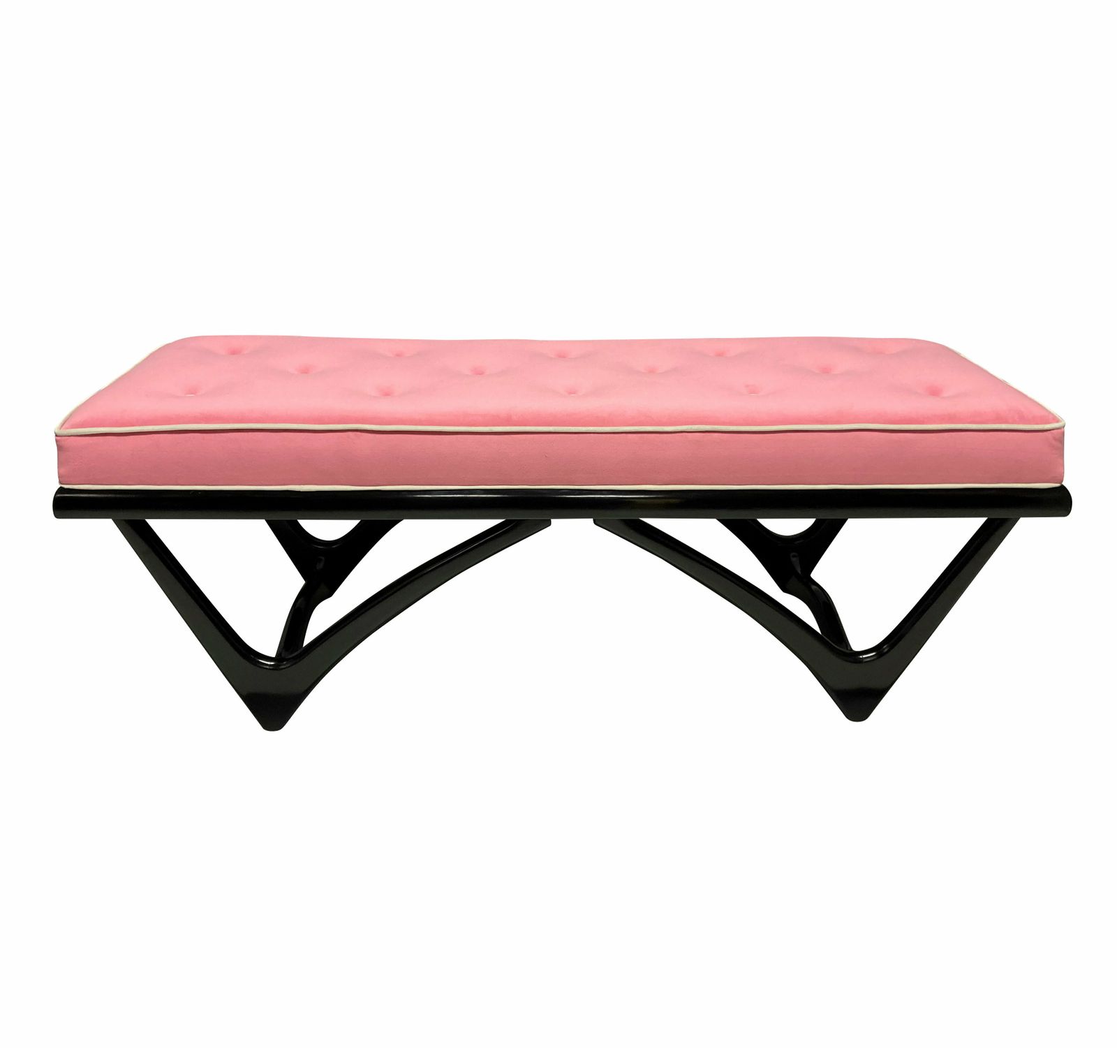 A Large Sculptural Black Lacquered Bench In The Manner Of Carlo Mollino