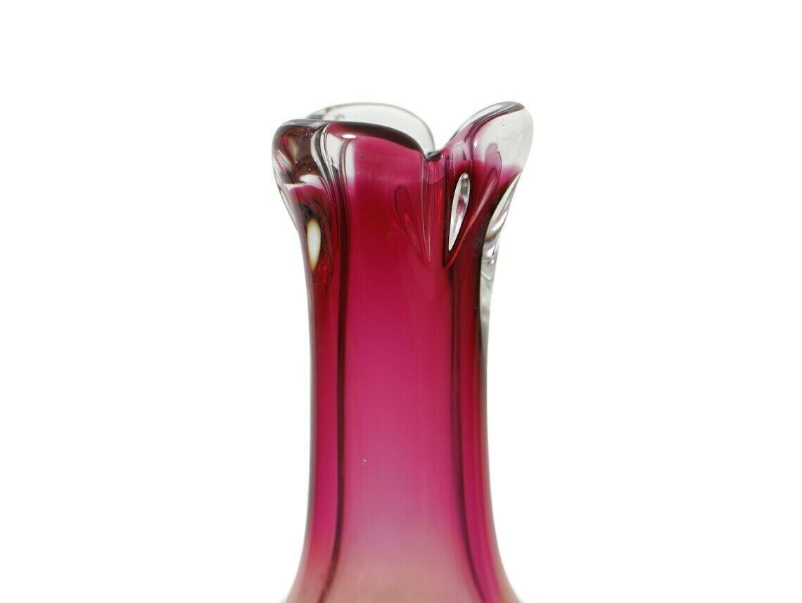 Chribska Bohemian Art Glass Vase Pink And Ochre 1960’s photo Home Decor
