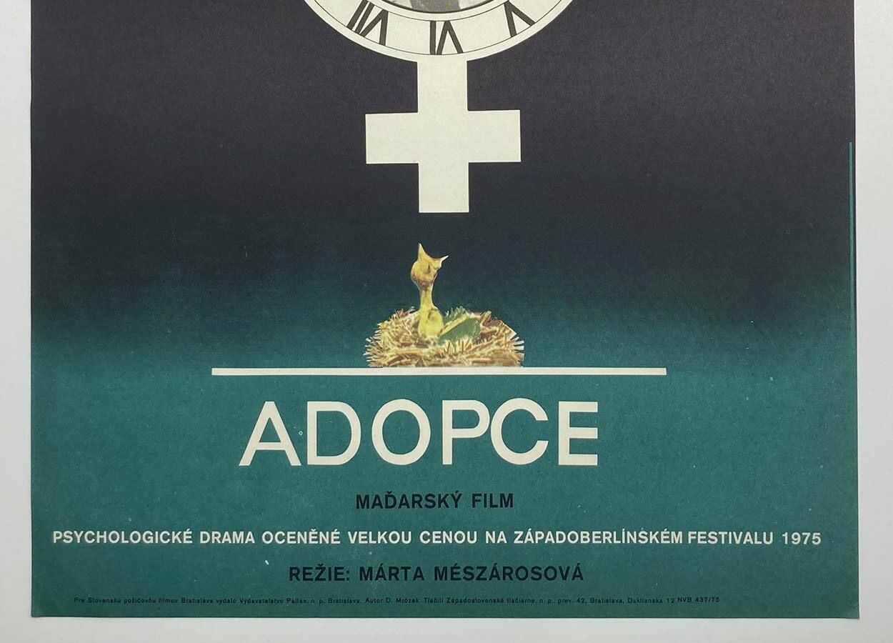 Original Film Poster, Adoption, Drahomír Mrózek, 1975, Genuine Czech Vintage Print photo Art
