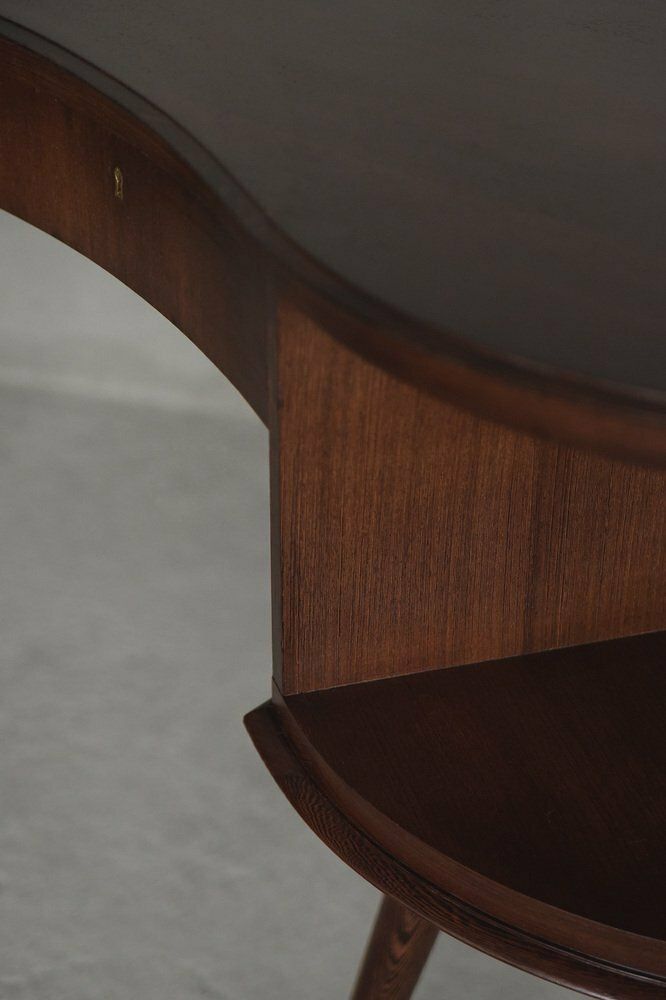 Mid Century Modern Wenge Organic Shaped Boomerang Custom Desk, 1960s photo vintage