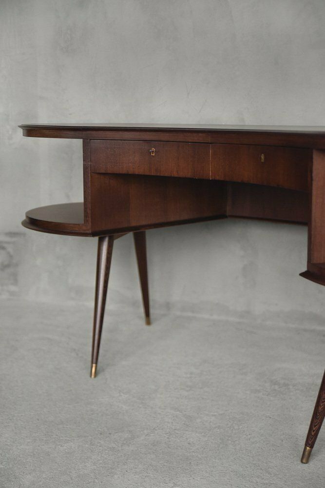 photo vinterior Mid Century Modern Wenge Organic Shaped Boomerang Custom Desk, 1960s