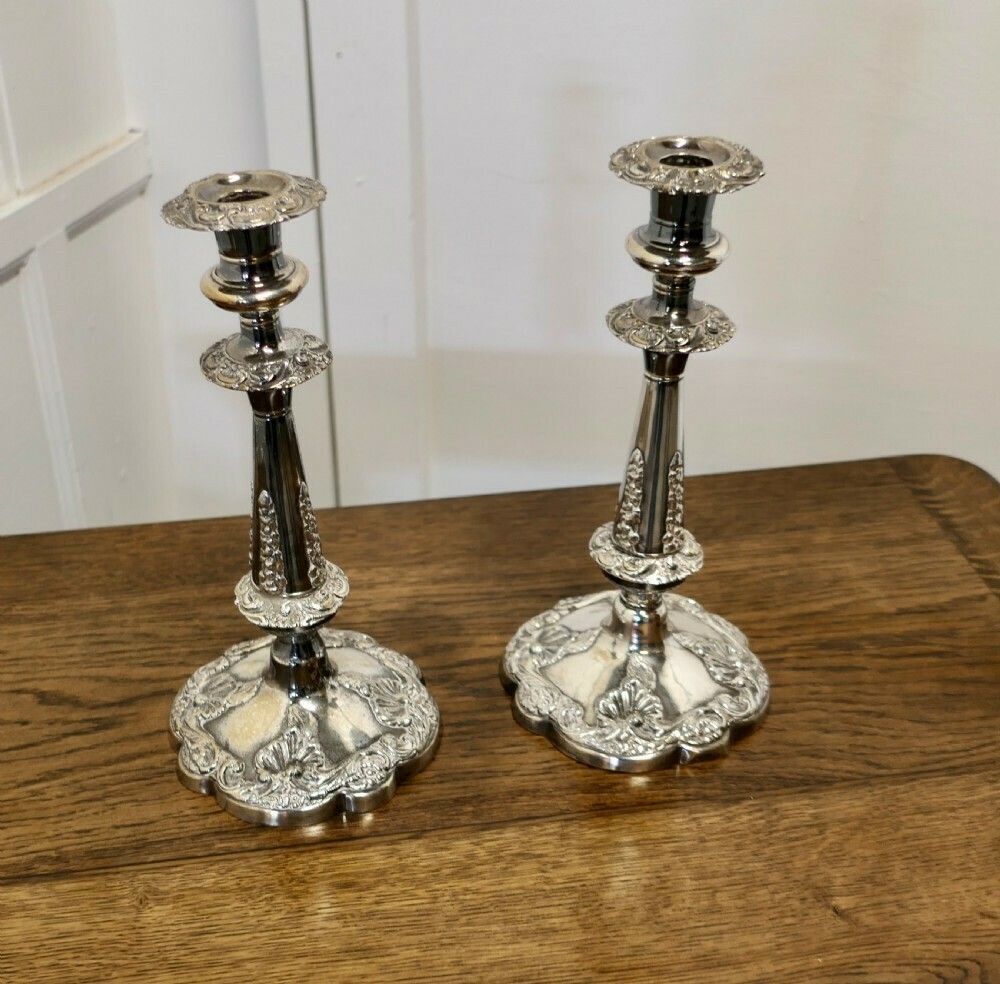 A Pair Of 19th Century Silver Plated Candle Sticks photo furniture