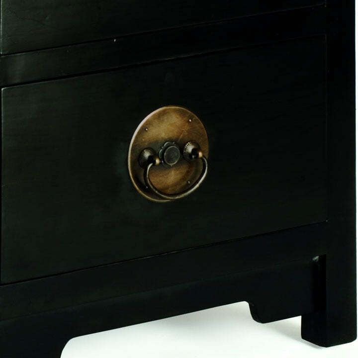 Ming Two Drawer Chest, Black Lacquer photo for sale