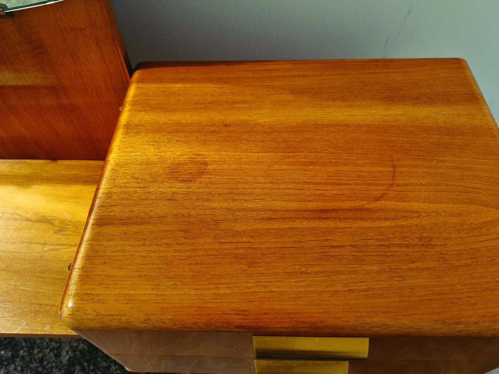 Mid Century Art Deco Style Walnut & Brass Dressing Table By A.A. Patijn For Zijlstra Joure photo for sale