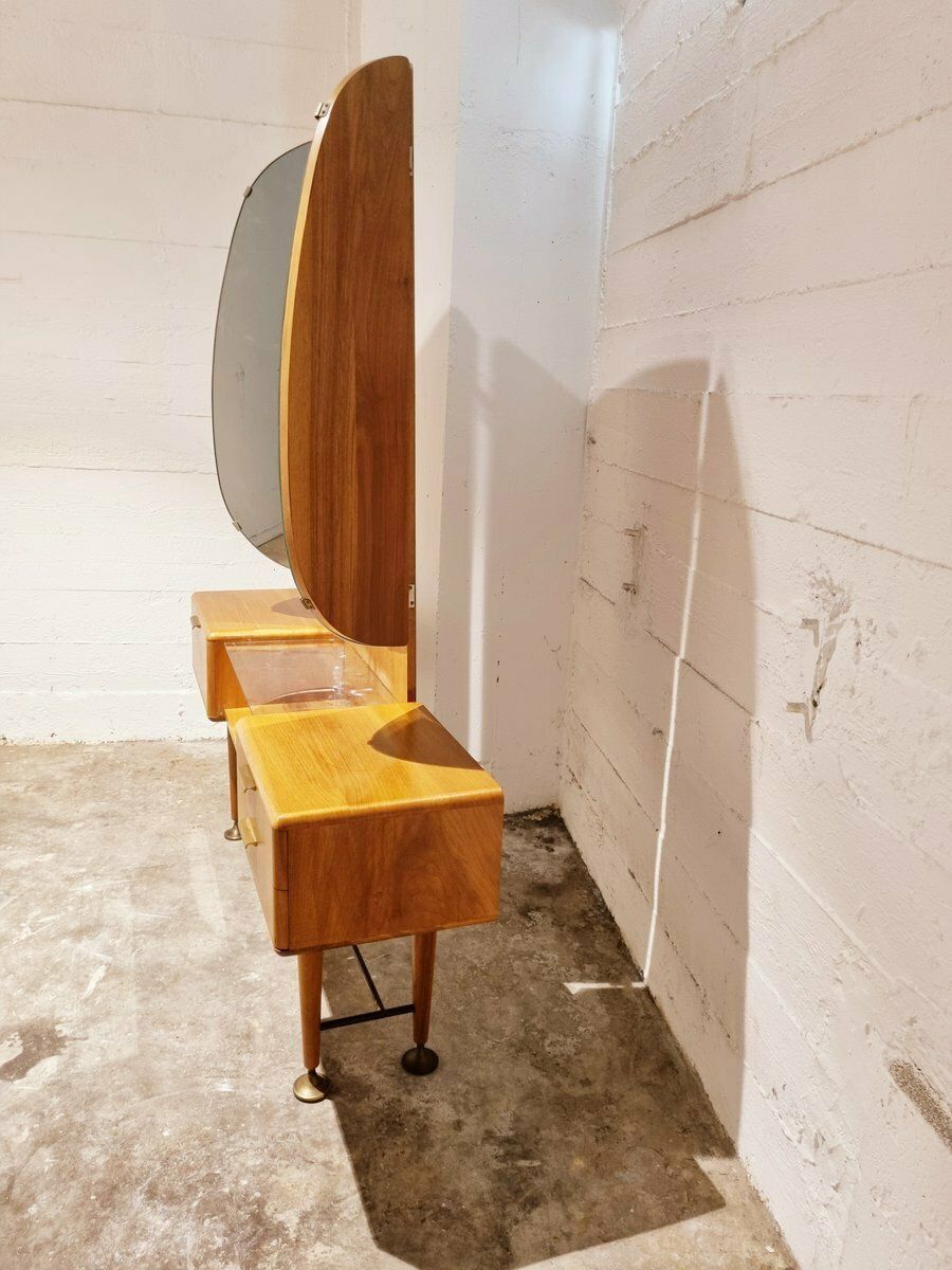 photo furniture Mid Century Art Deco Style Walnut & Brass Dressing Table By A.A. Patijn For Zijlstra Joure