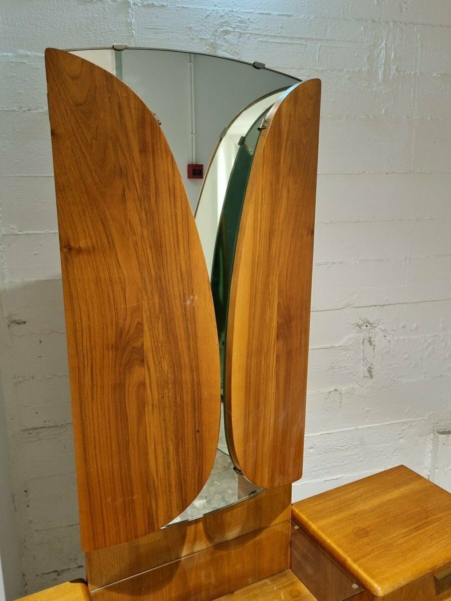 Furniture Mid Century Art Deco Style Walnut & Brass Dressing Table By A.A. Patijn For Zijlstra Joure photo