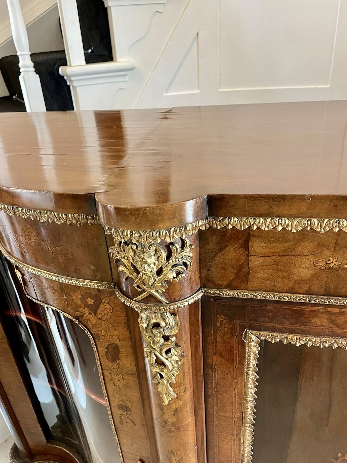 Antique 19th Century Quality Burr Walnut Marquetry Inlaid Credenza/Sideboard photo for sale