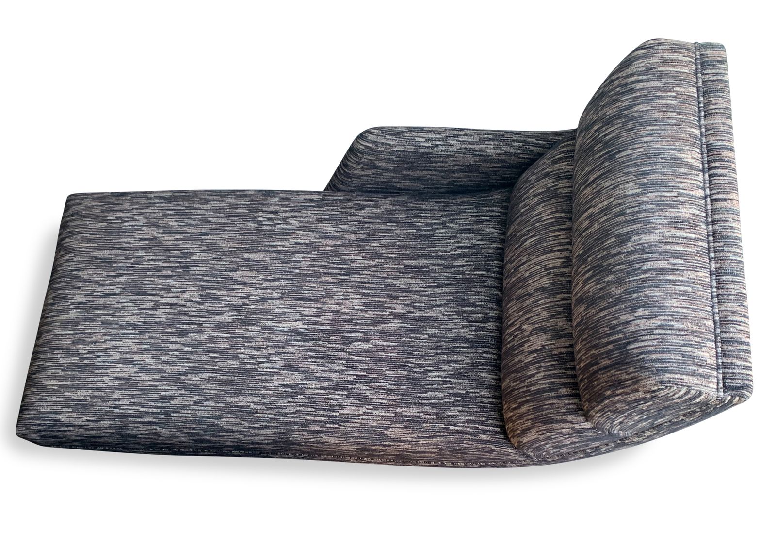 Vladimir Kagan Model 6910 Erica Chaise Brown Patterned Wool Chaise With Lucite Base Designed In 1969 Made In USA Ol photo furniture