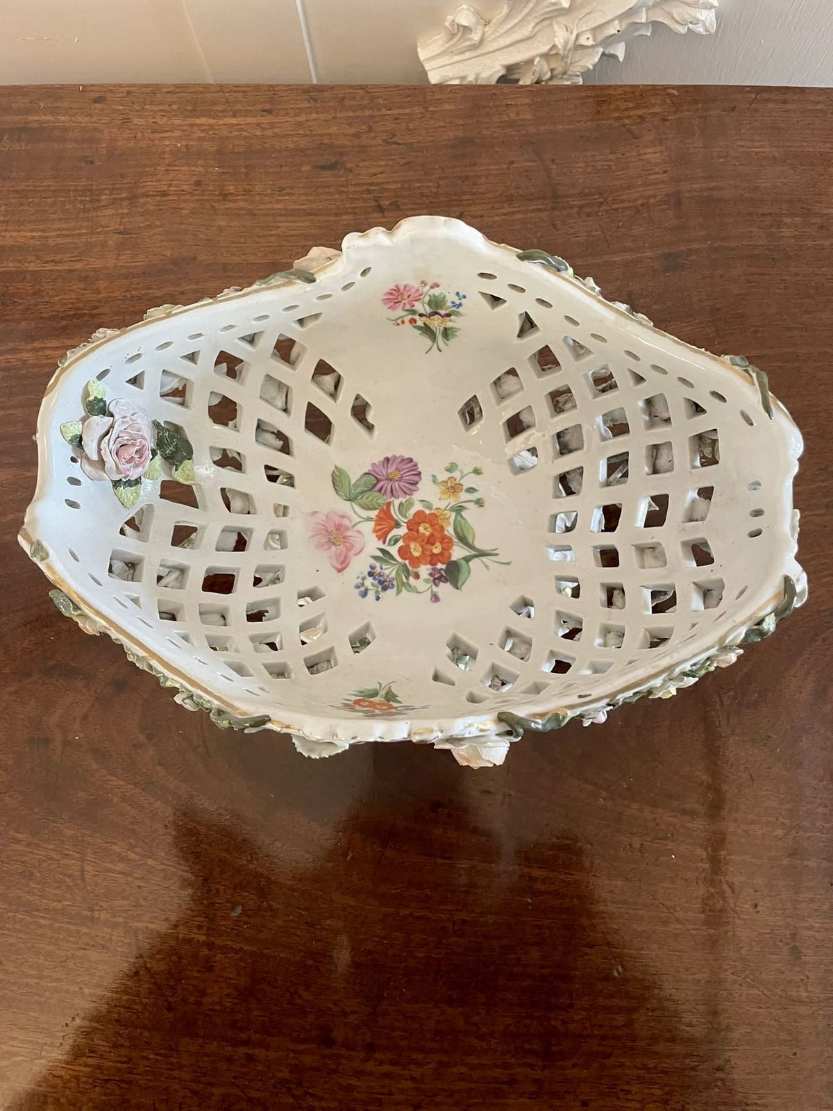 Antique 19th Century Meissen Style Work Basket Dish photo 595.0