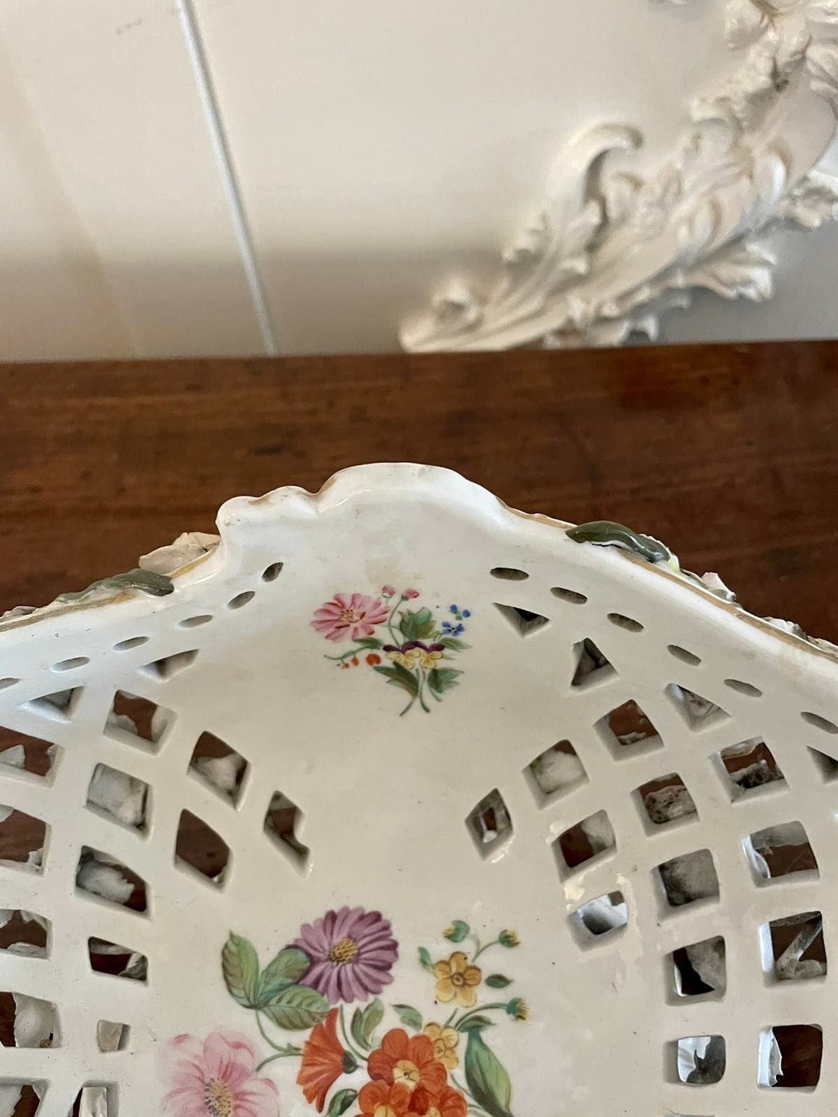 photo buy Antique 19th Century Meissen Style Work Basket Dish