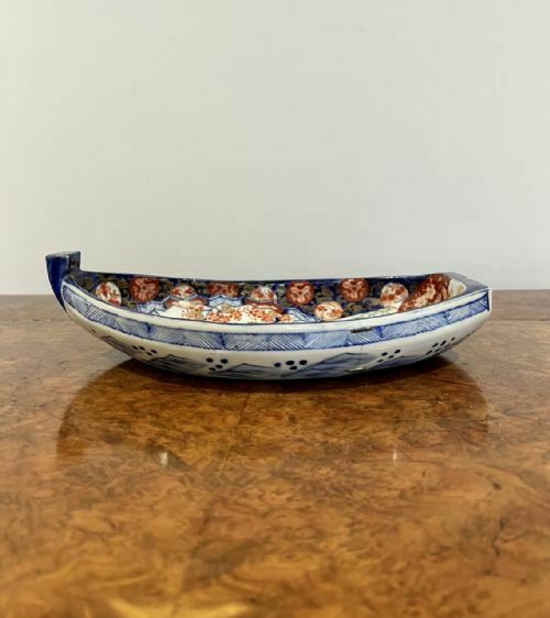 Unusual Antique Japanese Quality Imari Boat Shaped Dish photo for sale