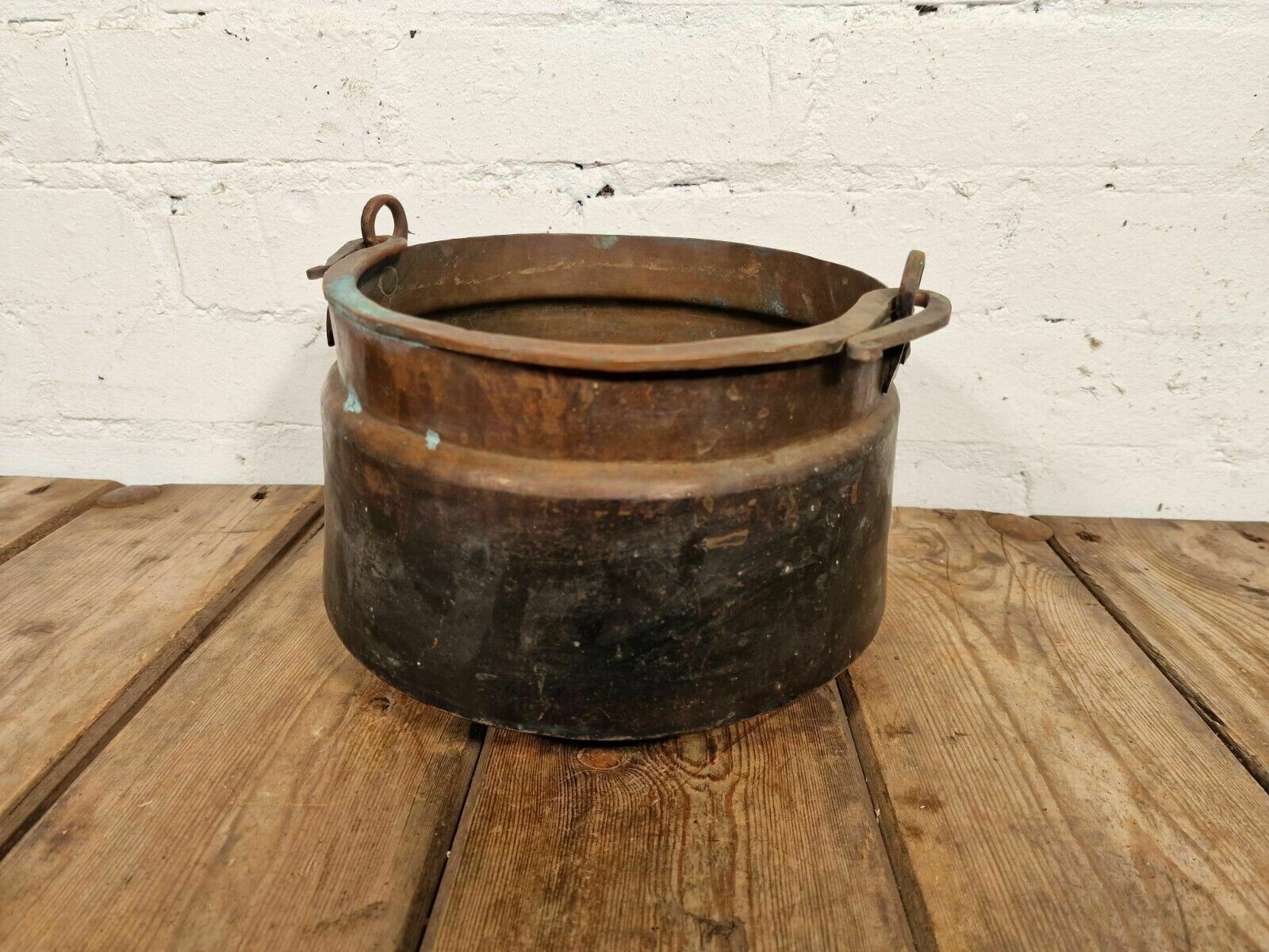 Vintage Antique French Hammered Copper Cooking Cauldron Gypsy Pot Garden Planter photo for sale