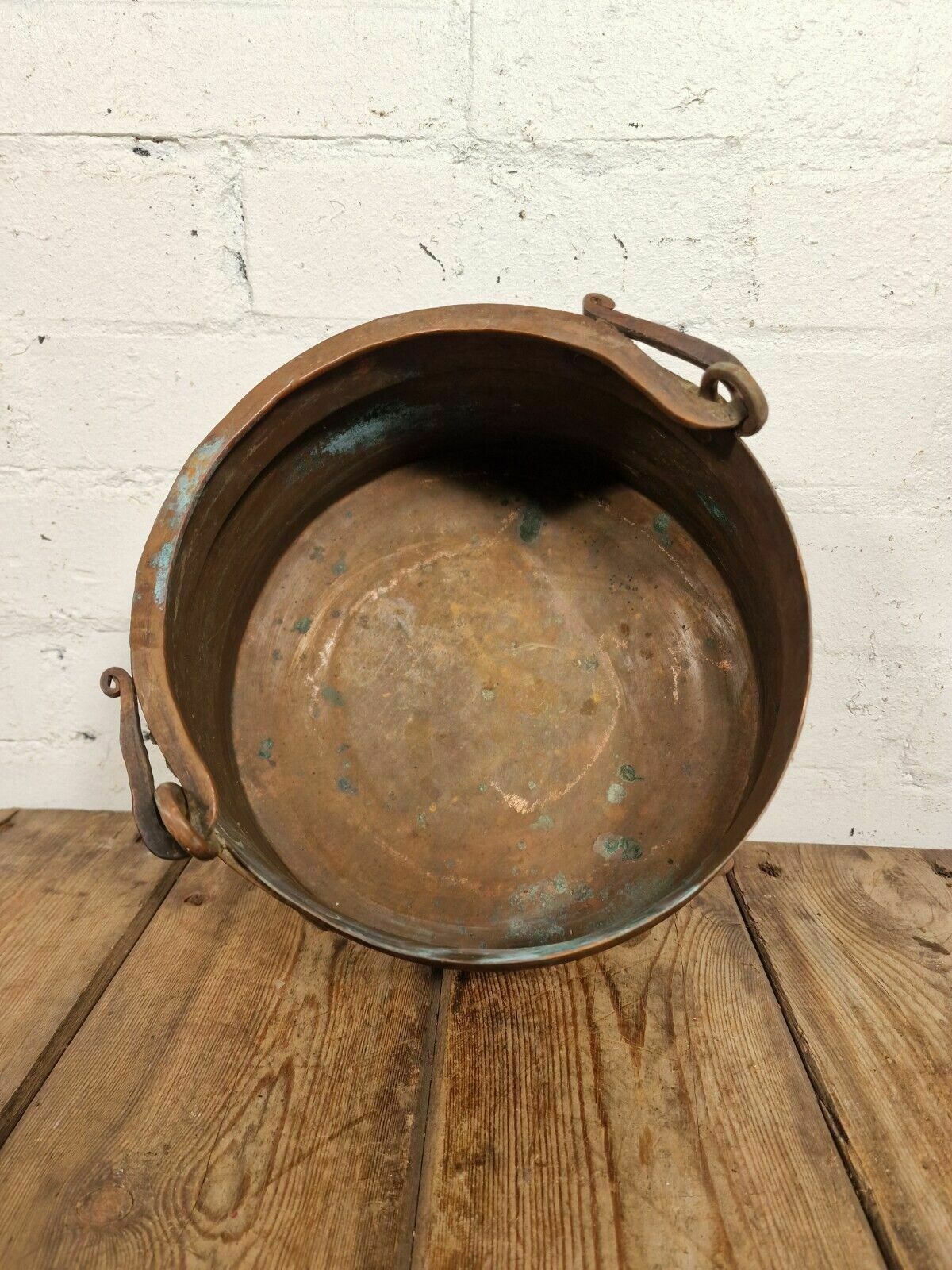Vintage Antique French Hammered Copper Cooking Cauldron Gypsy Pot Garden Planter photo vinterior