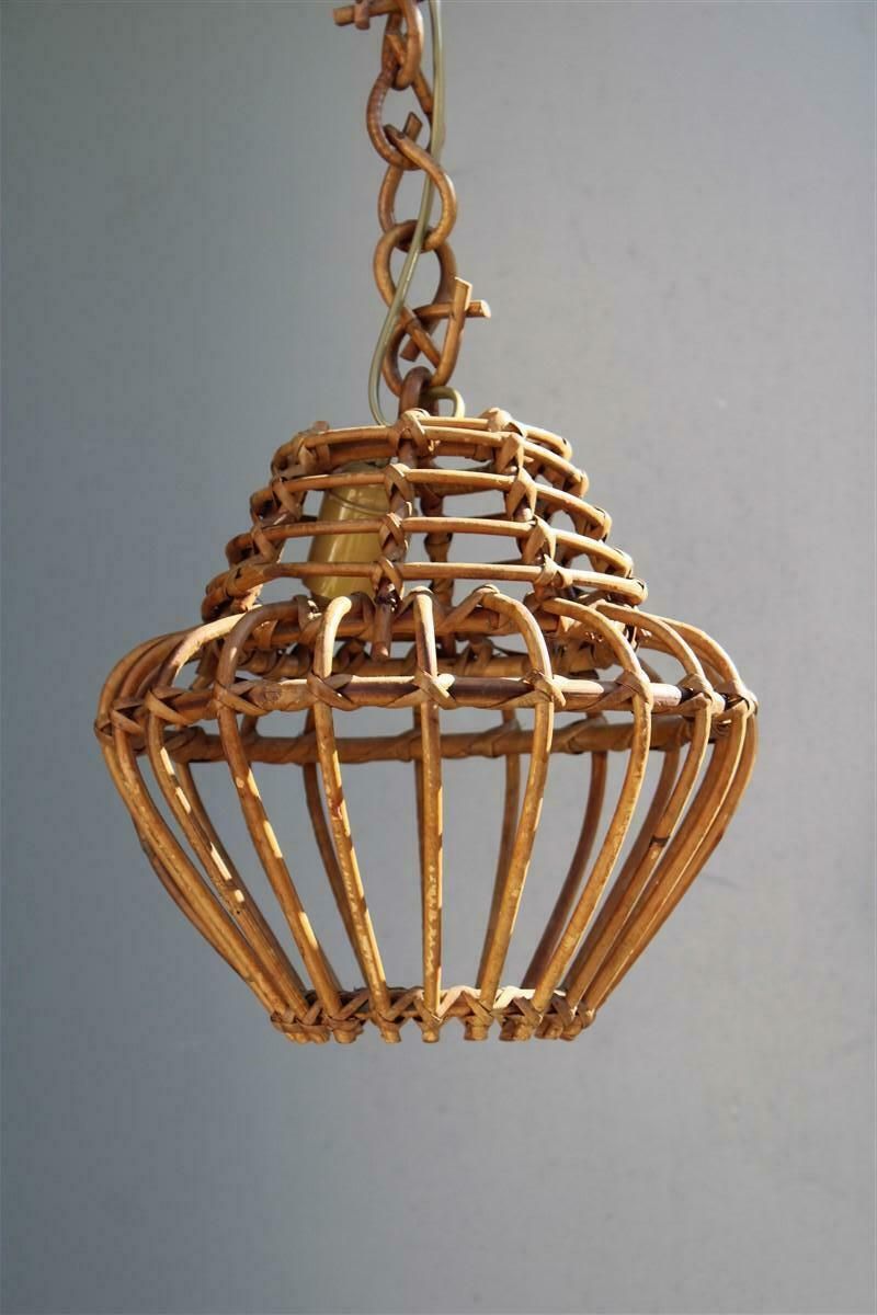 Round Italian Wicker Chandelier Lantern From 1960 Franco Albini Style photo furniture