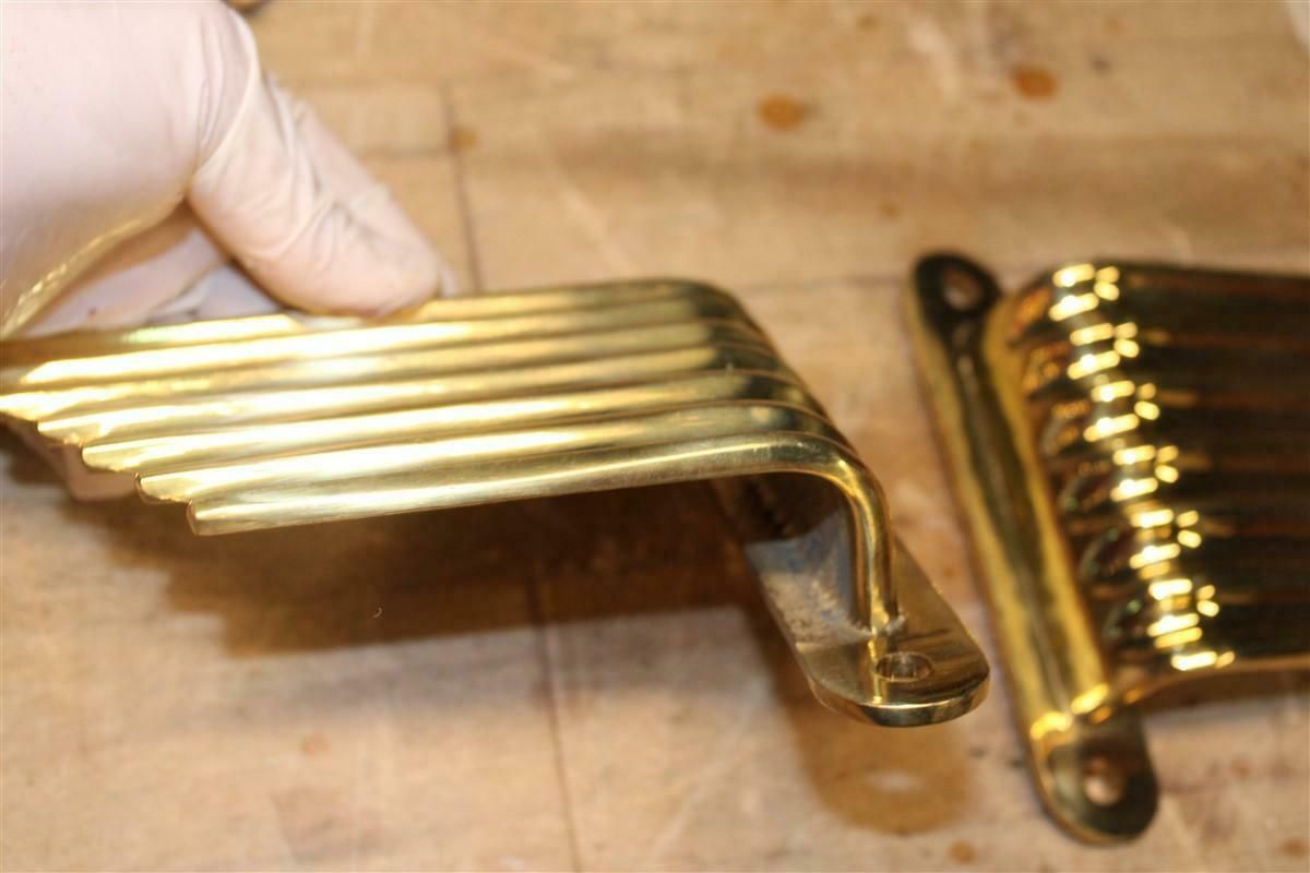 Solid Brass Handles Italy 1950 Mid Century Wings Futurist Minimalist Gold photo buy