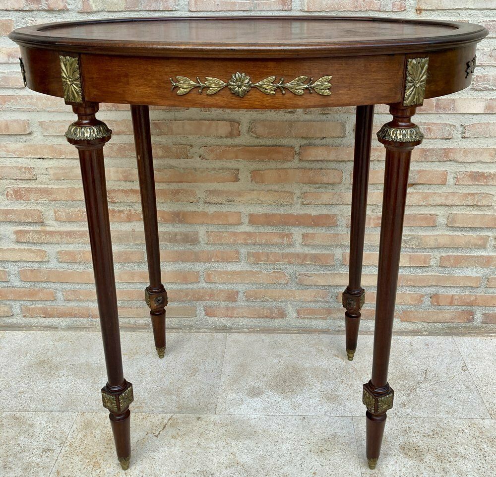 Mid 20th Century French Oak Wood Oval Side Table, 1950s