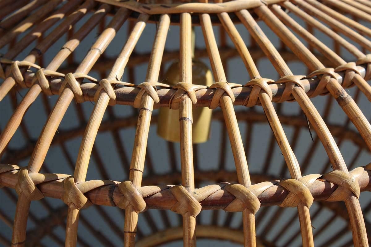 photo furniture Round Italian Wicker Chandelier From 1960 Franco Albini Style