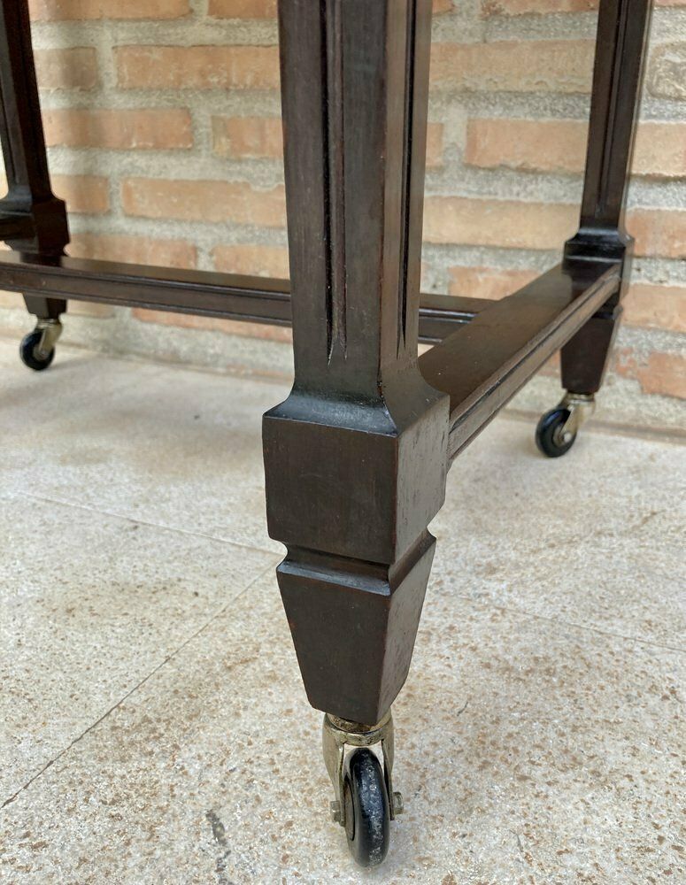 photo furniture Mid Century Modern French Wooden Table With Wheels, 1960s
