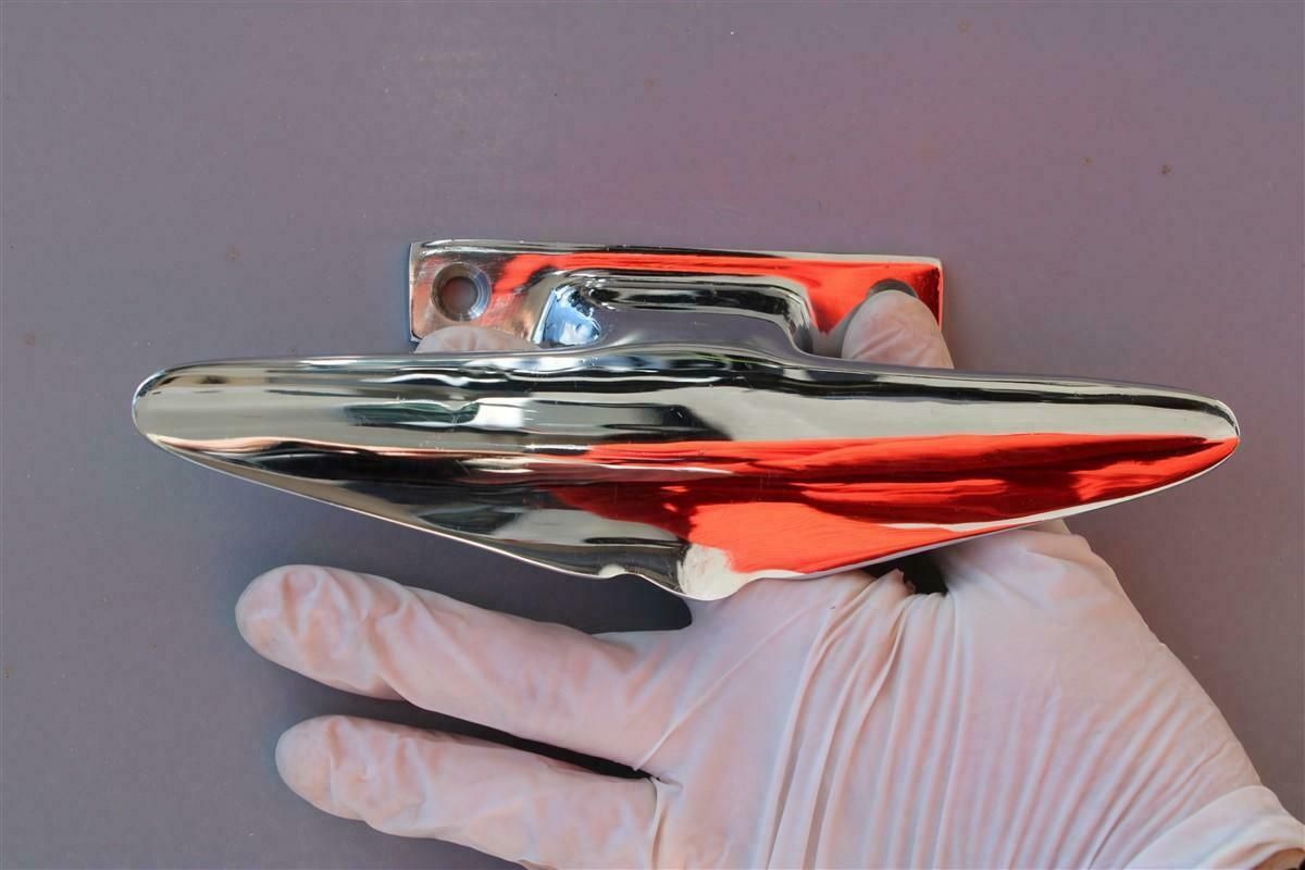 Pair Of Italian 1950s Handles In Chromed Brass Aeroplane Tail Silver photo vinterior