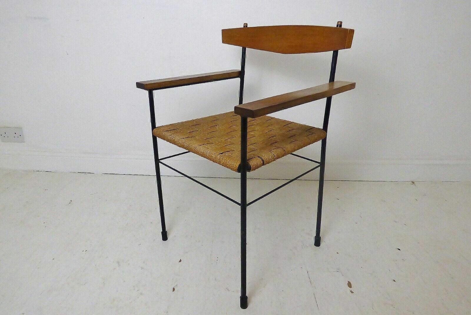 Stunning Vintage Mid Century Metal & String Cord Arm Chair   1950's