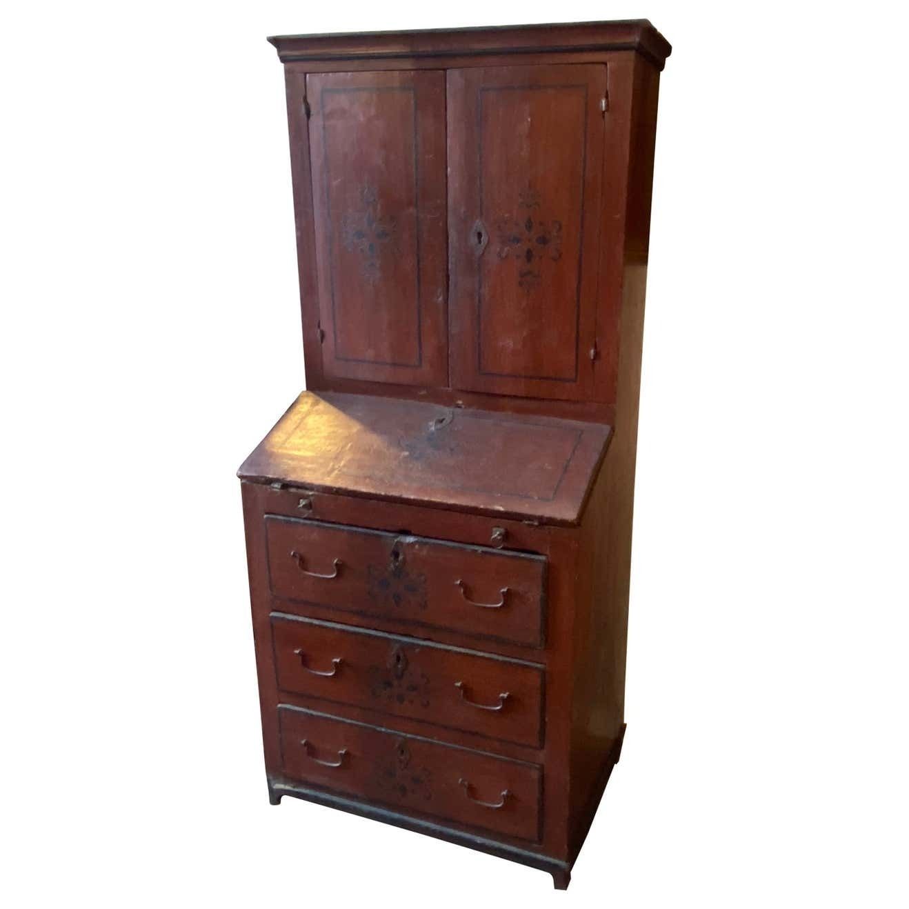1750s Louis XV Hand Painted Fir Wood Rustic Sicilian Trumeau