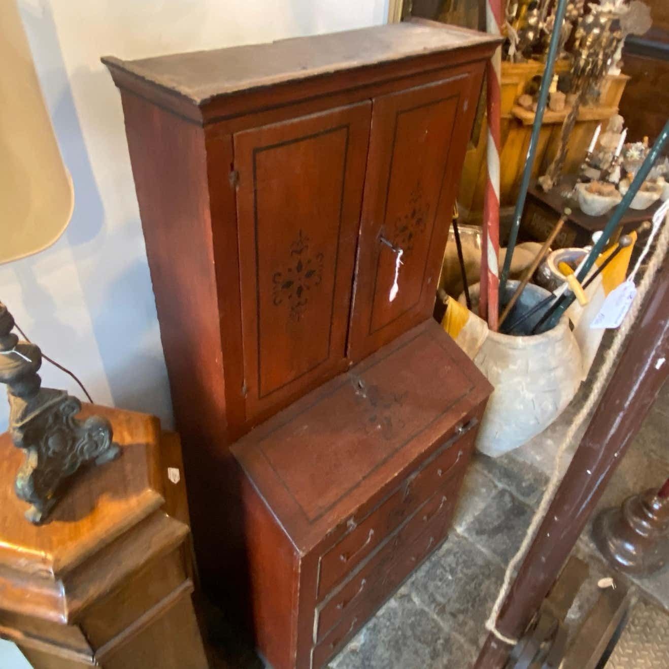 photo for sale 1750s Louis XV Hand Painted Fir Wood Rustic Sicilian Trumeau
