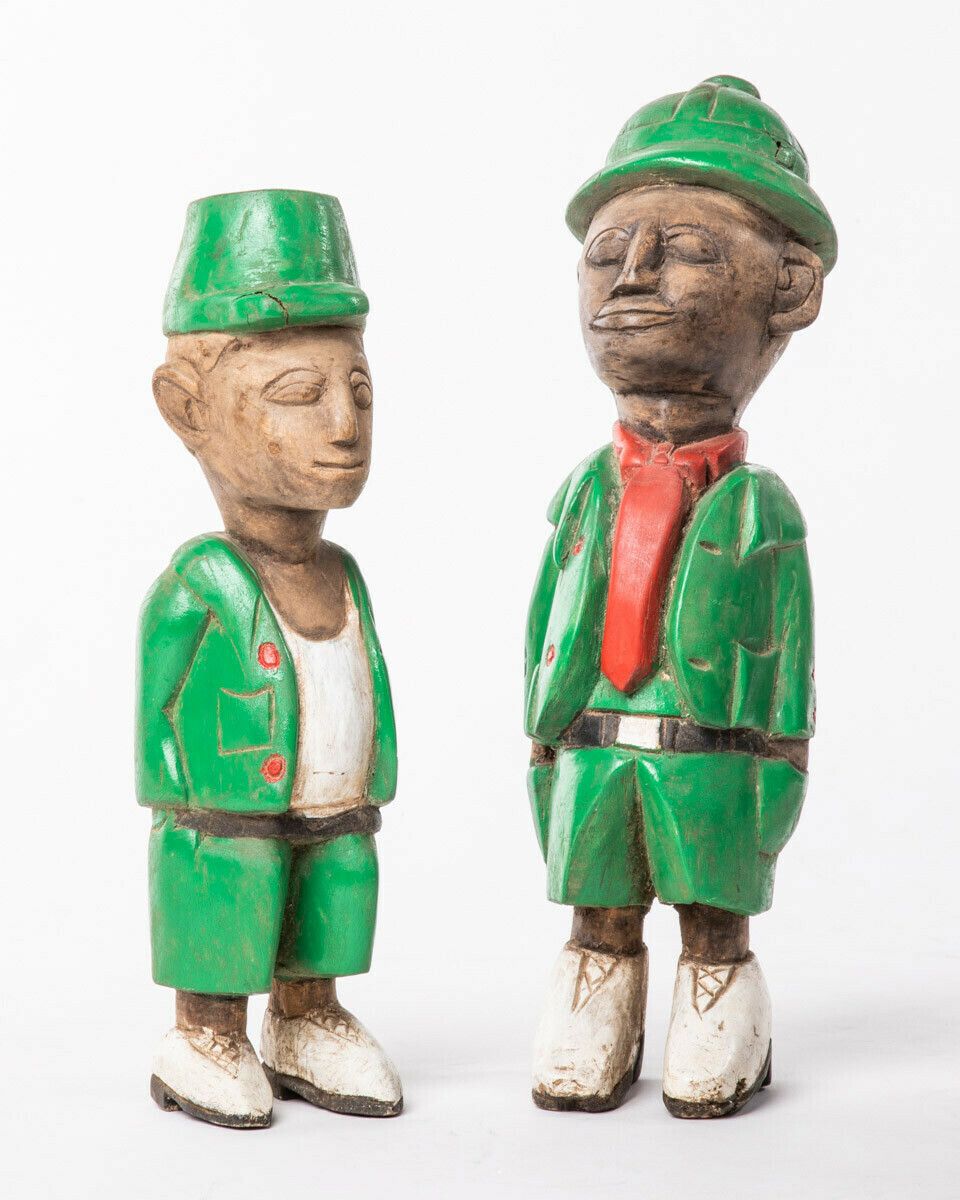 Pair Of African Colonial Wooden Statues