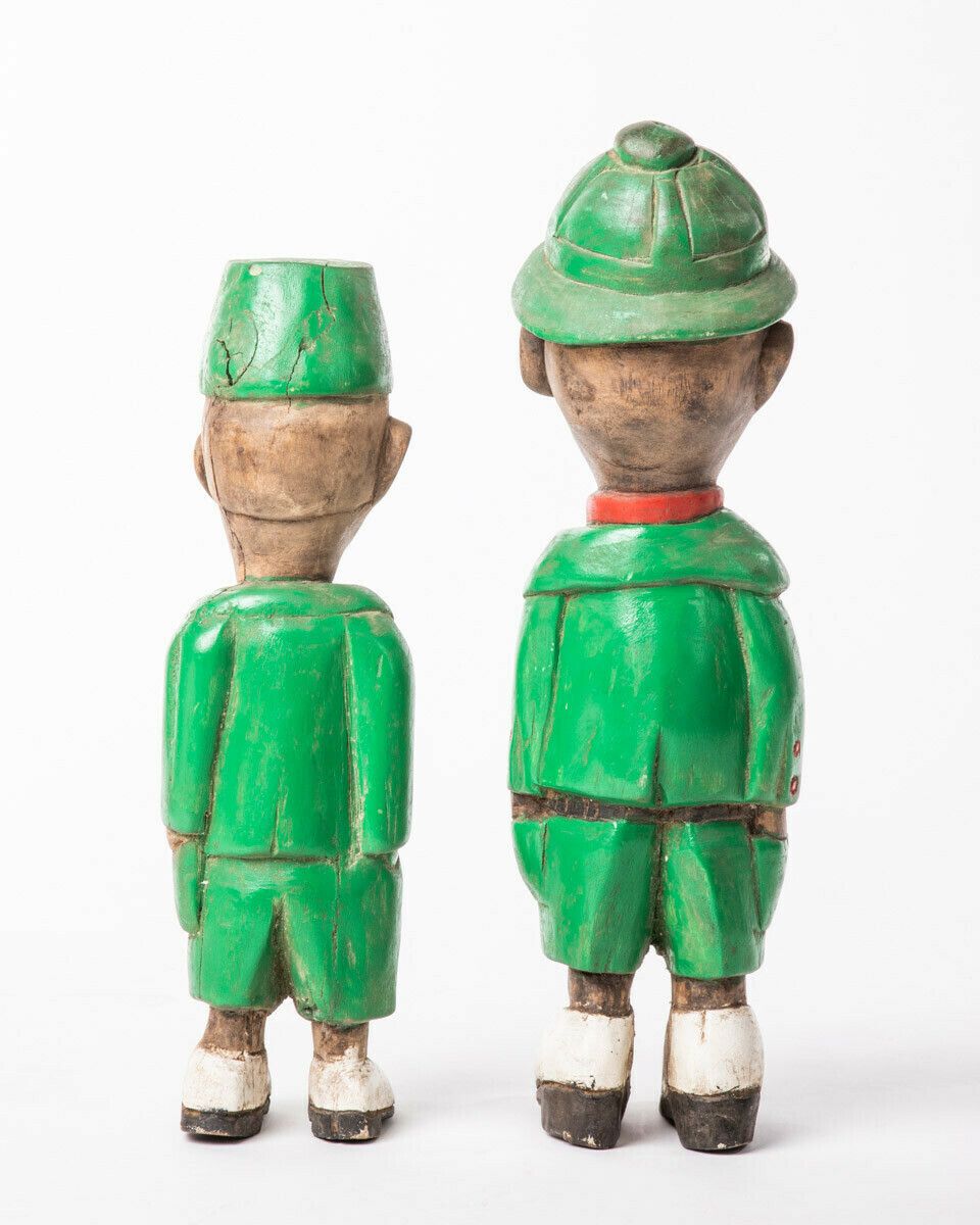 Pair Of African Colonial Wooden Statues photo Art