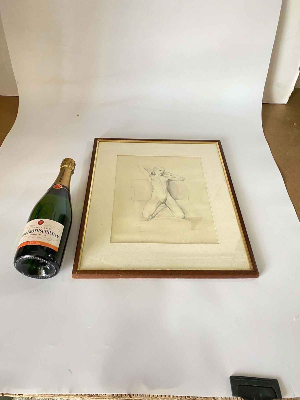 Art Deco Drawing Representing Nude Woman By Van Doren 'Raymond' Belgium 1941 photo 708.0