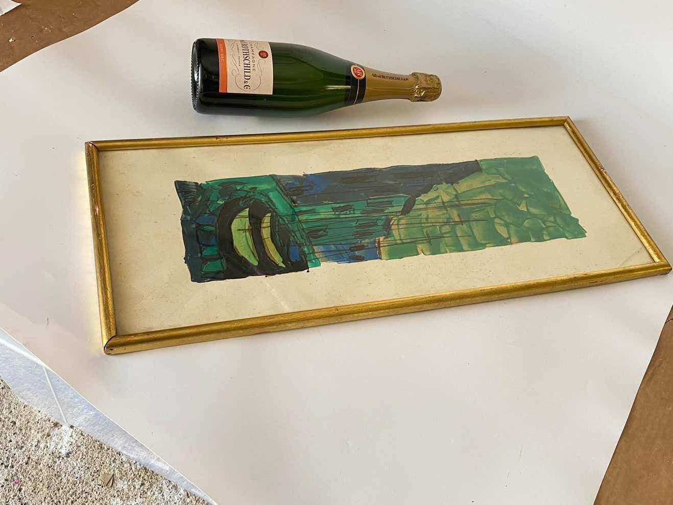 photo for sale Painting Abstract, Saint Tropez Harbor Scene, France, 1960