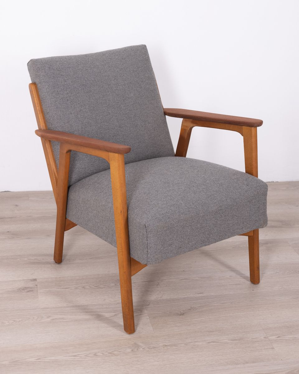 Teak Wood And Fabric Armchair – Danish Design photo furniture