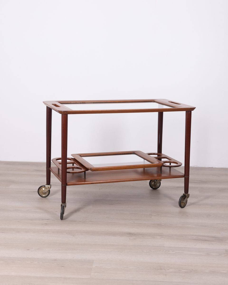 Food Trolley In Wood And Glass – Cesare Lacca