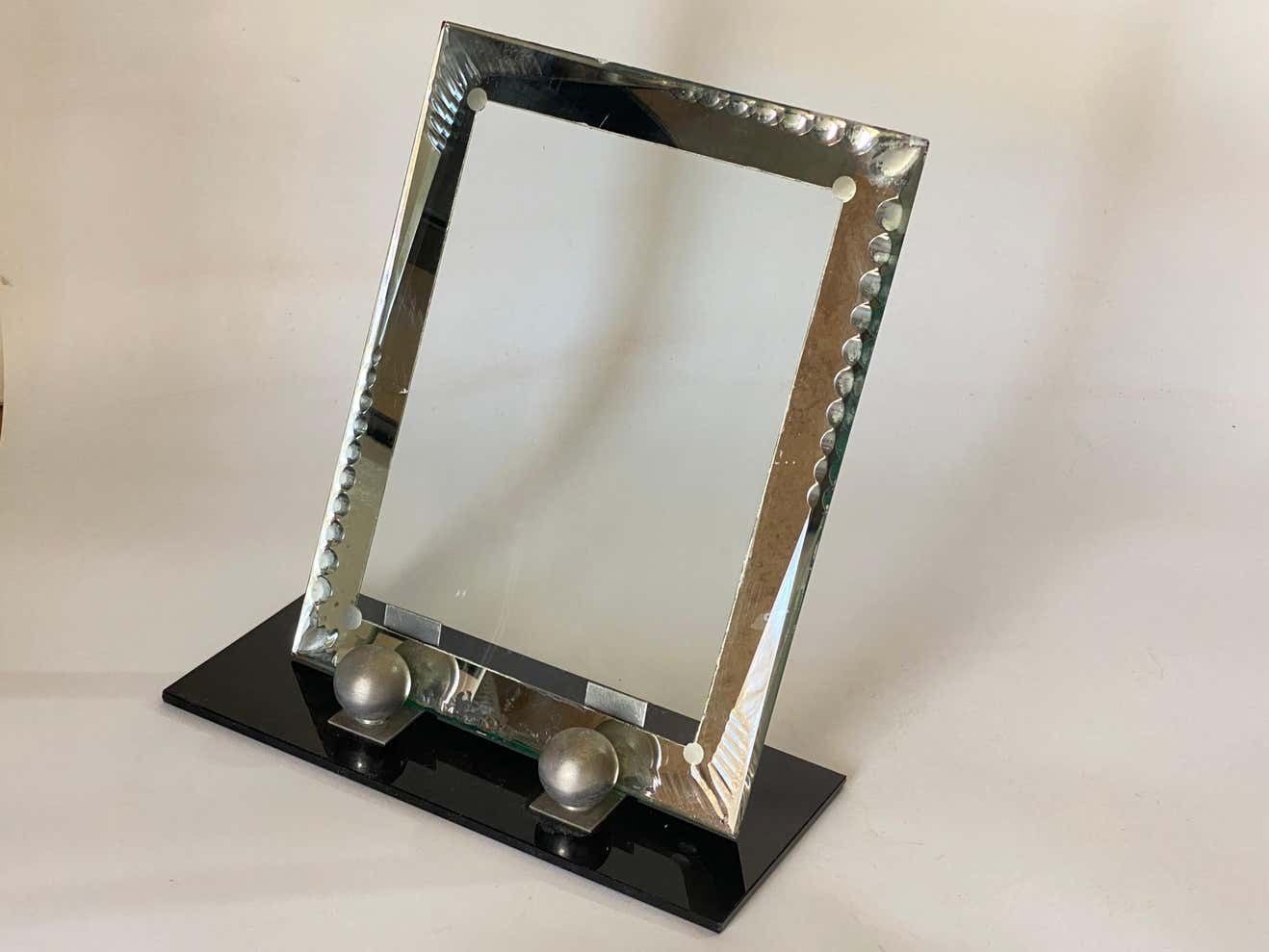 Home Decor Art Deco Picture Frame Back Bakelite And Bevelded Mirror, France Circa 1935 photo
