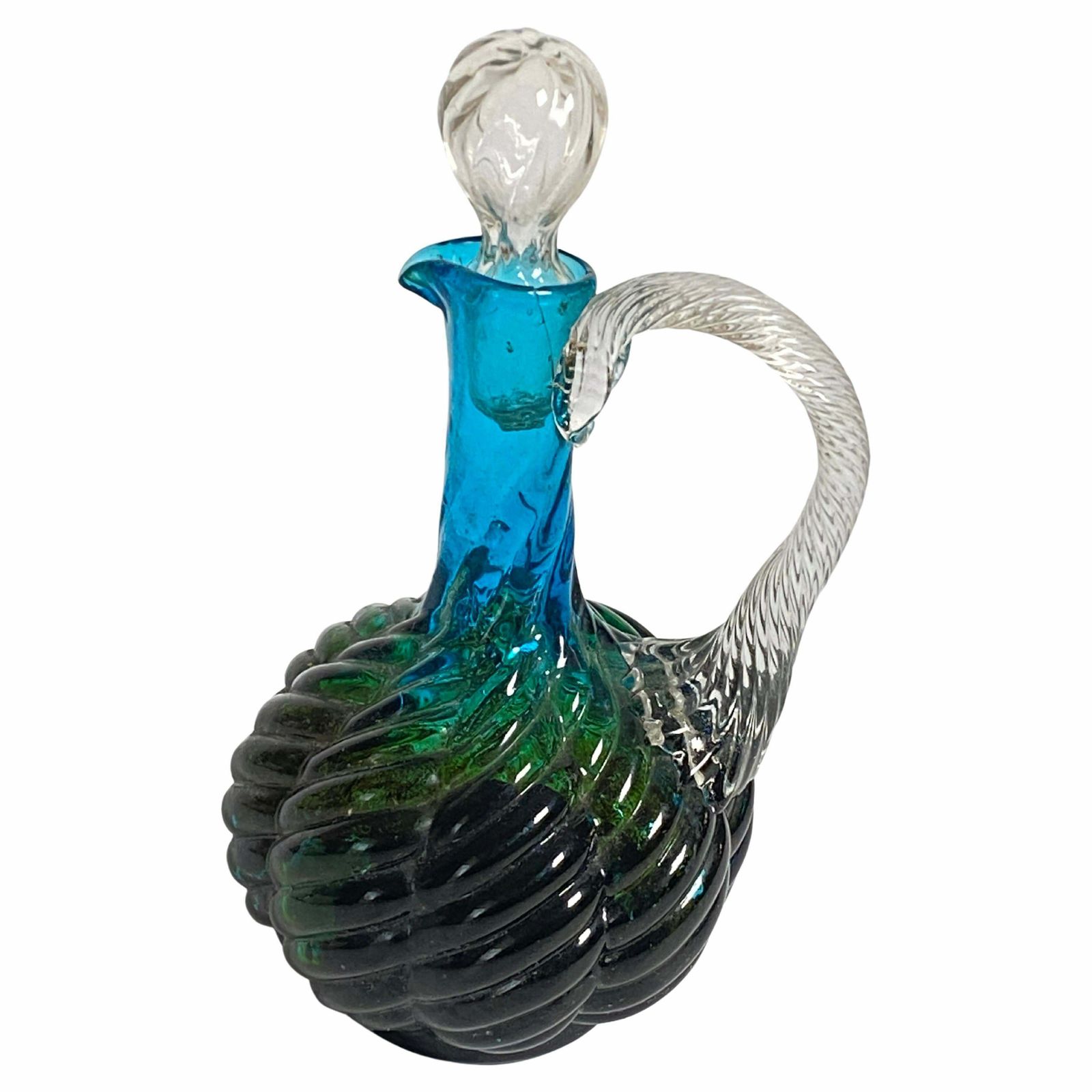 Italian Vase With A Lid, Blue  Green Colour, Italy 1960