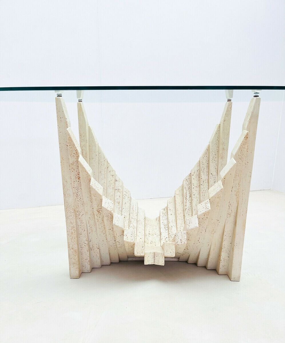Mid Century Modern Sculptural Travertine Dining Table photo buy