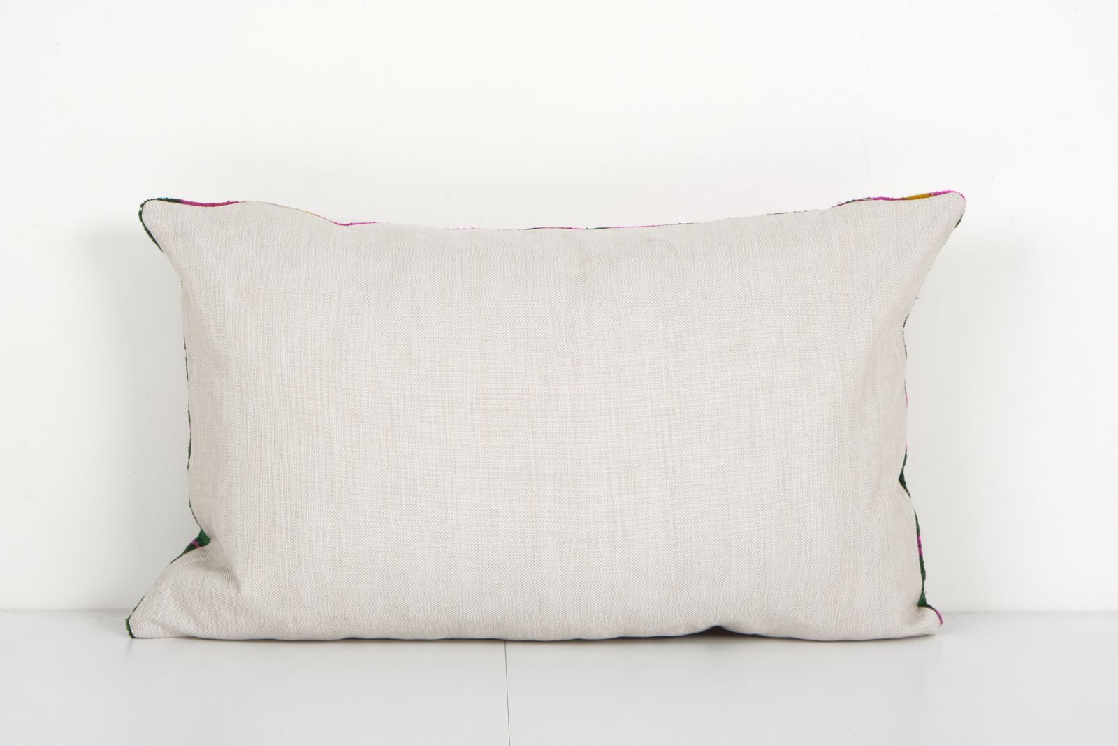 Ikat Hot Pink And Dark Green Pillow Cover With Tulip Pattern   Silk Ethnic Velvet Lumbar Pillow Cover   Designer Pillow 16'' X 24'' photo Textiles