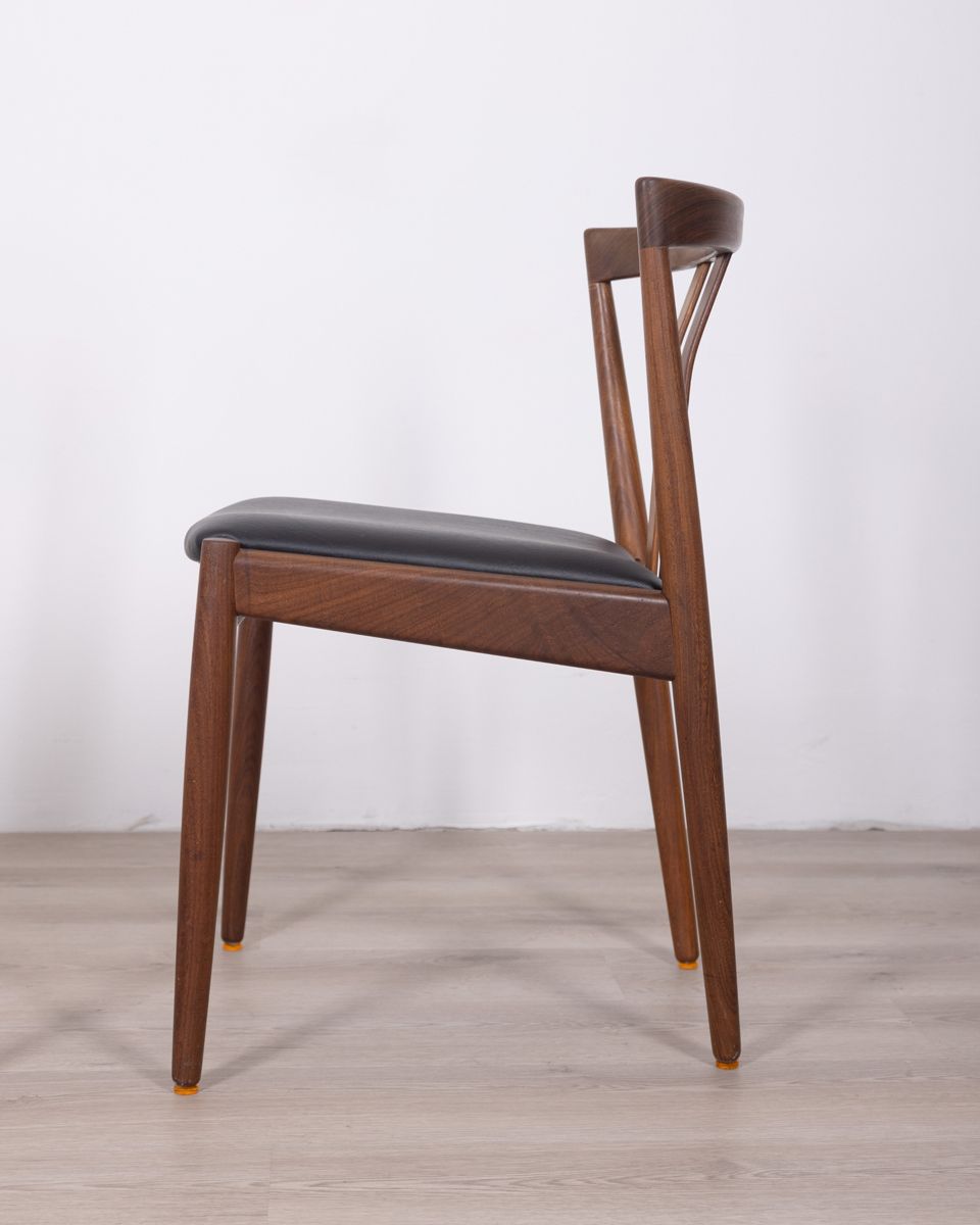 Pair Of Teak Wood And Leather Chairs – Danish Design photo for sale
