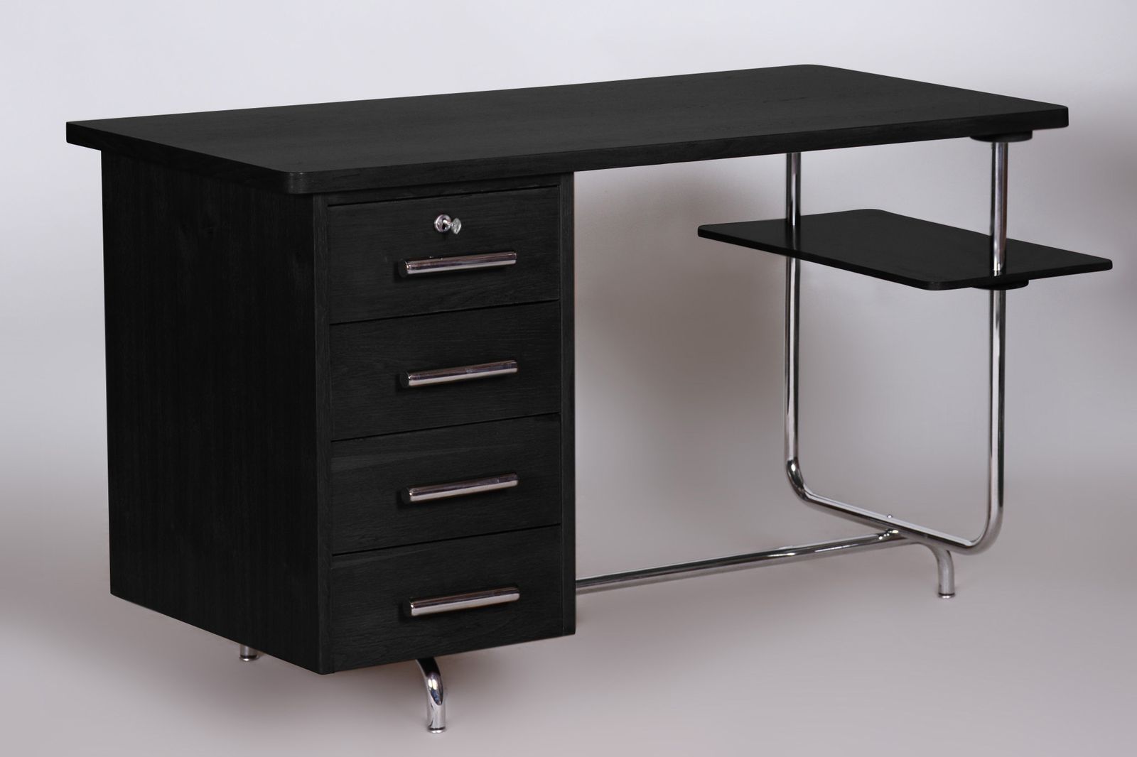 Restored Bauhaus Oak Writing Desk Designed By Jindrich Halabala, 1930s, Czechia photo furniture