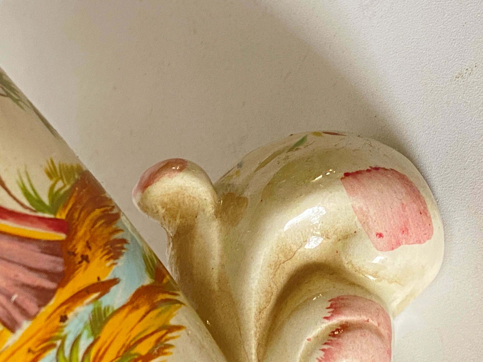 Faience Vase, White Red And Yellow Colour, In The Style Of Moustier France 1930 photo 164.0