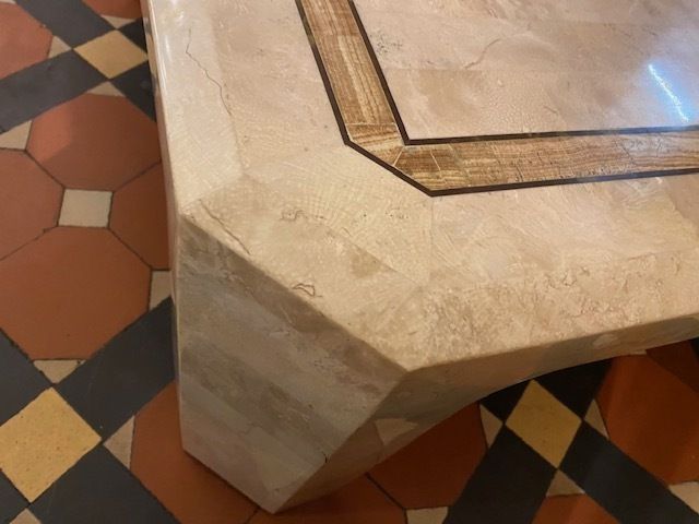 Mid Century Tessellated Travertine Coffee Table By Maitland Smith, 1980s photo for sale