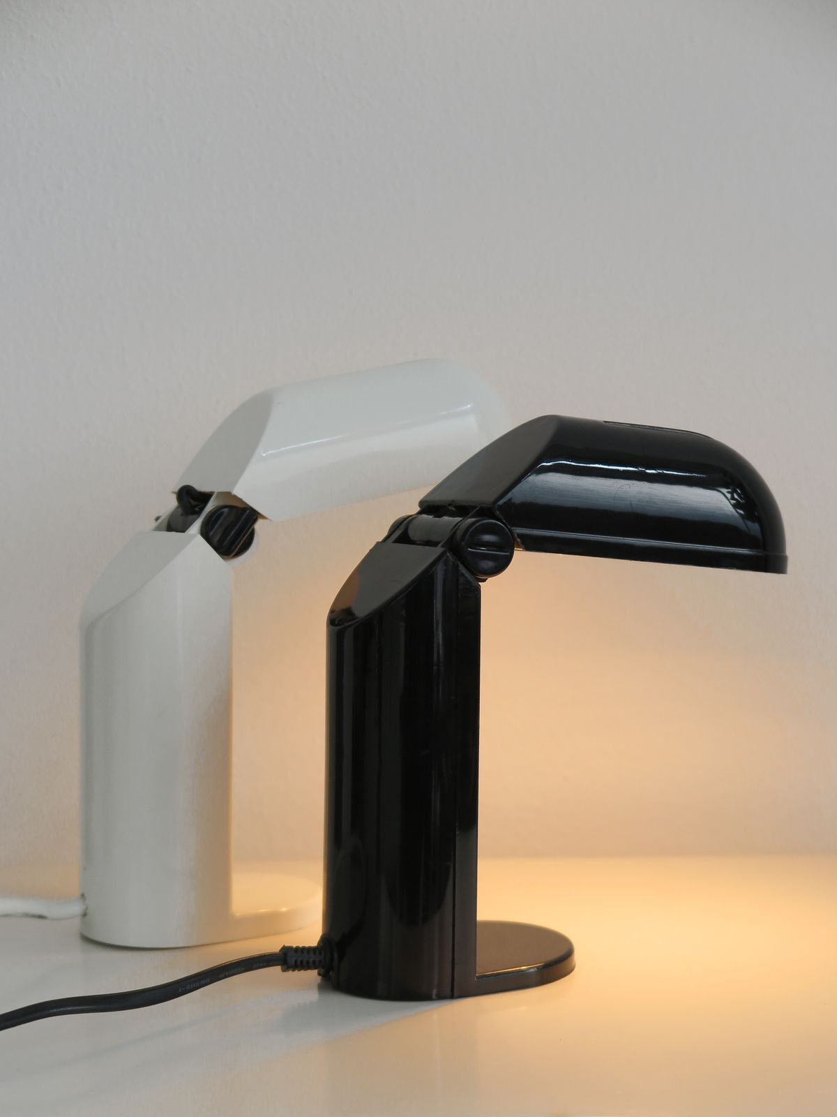 Couple Of Black & White Italian Table Lamps, 1960s photo furniture