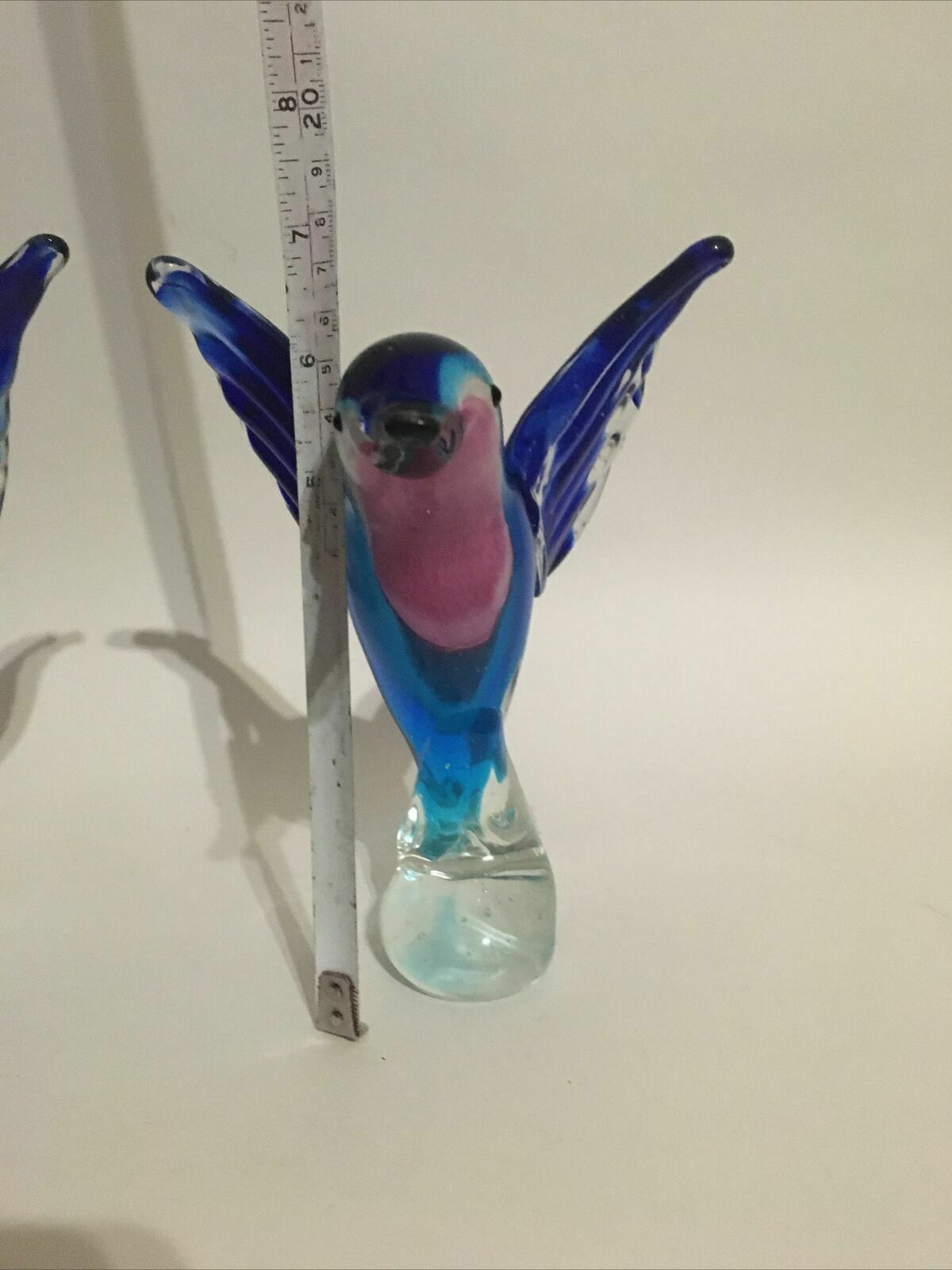 59.0 Pair Of Art Glass Hummingbirds Or Kingfishers Handmade Ornaments Murano Style photo