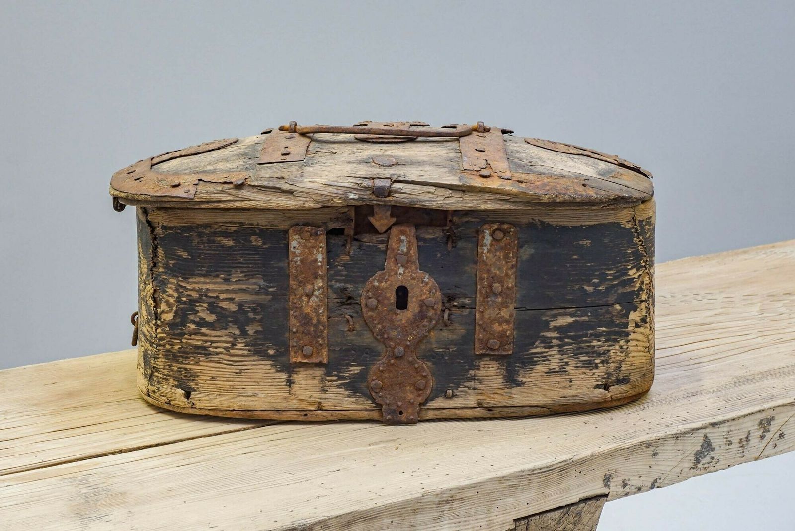 Metal Bound Box, 1900s, Iron, Antique photo furniture