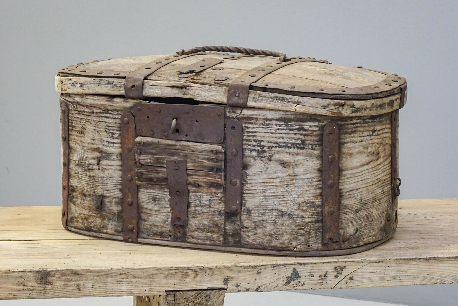 Metal Bound Box, 1800s, Iron, Antique photo for sale