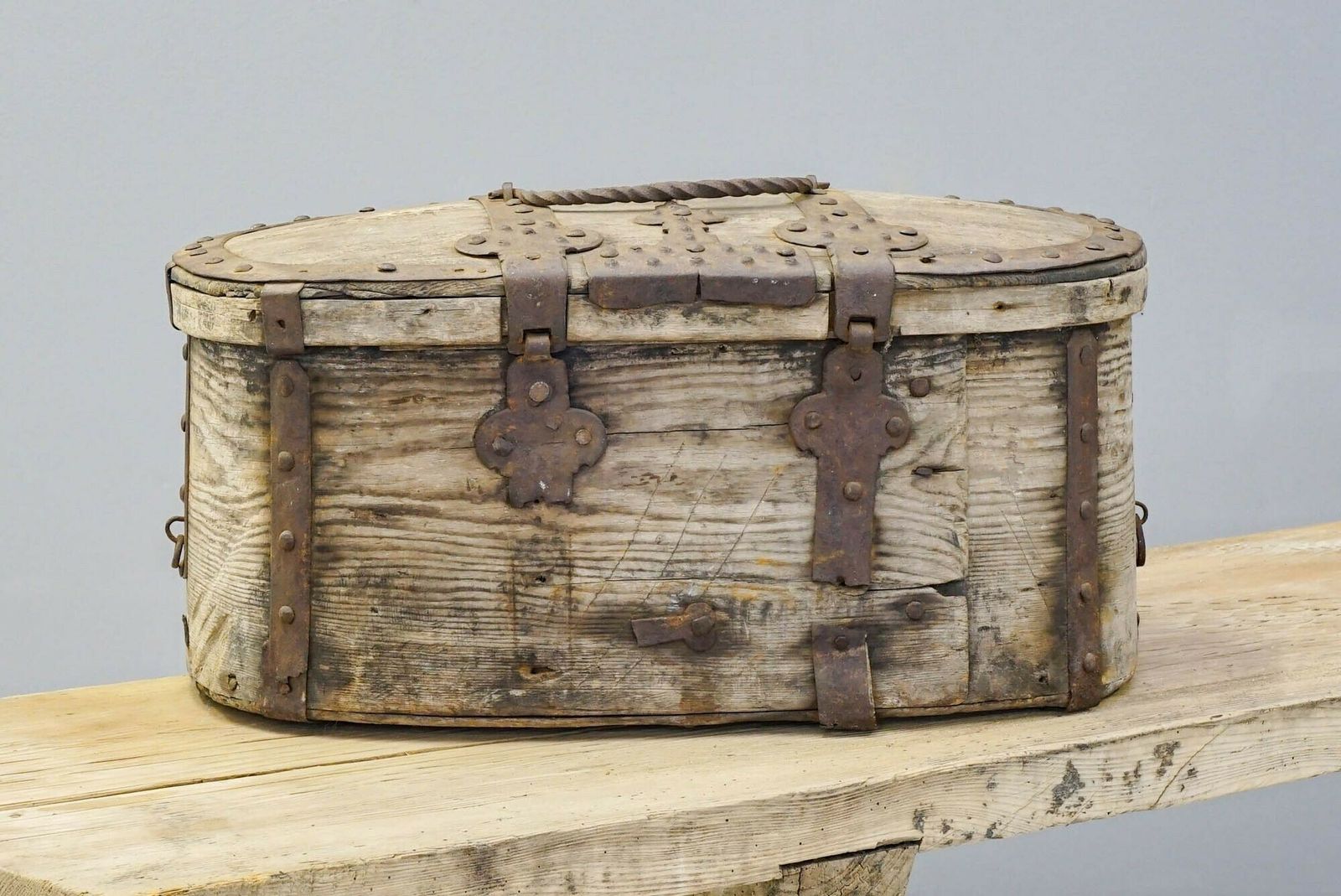 Metal Bound Box, 1800s, Iron, Antique photo vintage