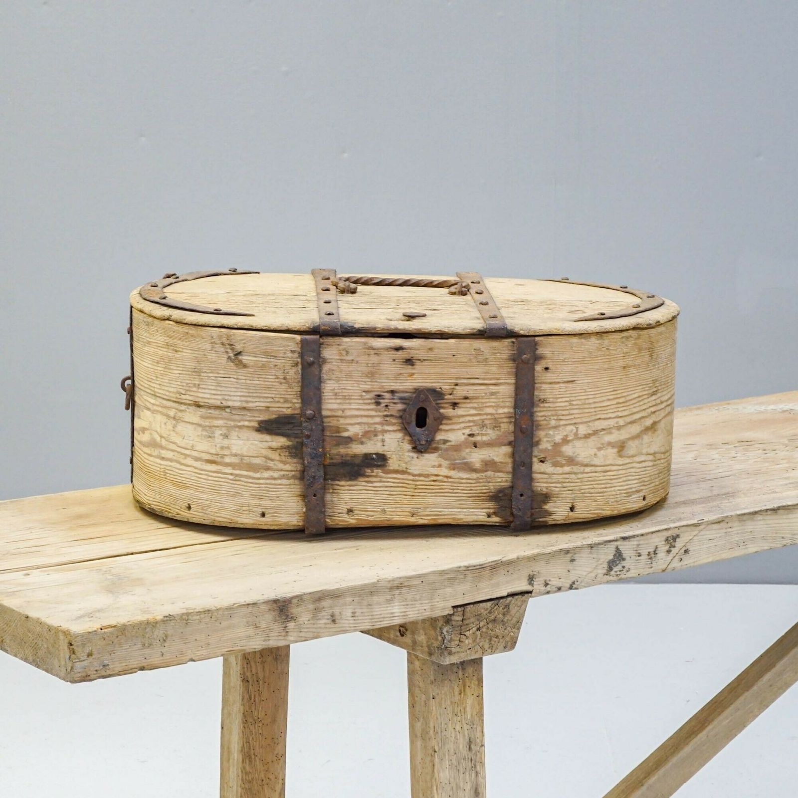 Metal Bound Box, 1800s, Iron, Antique