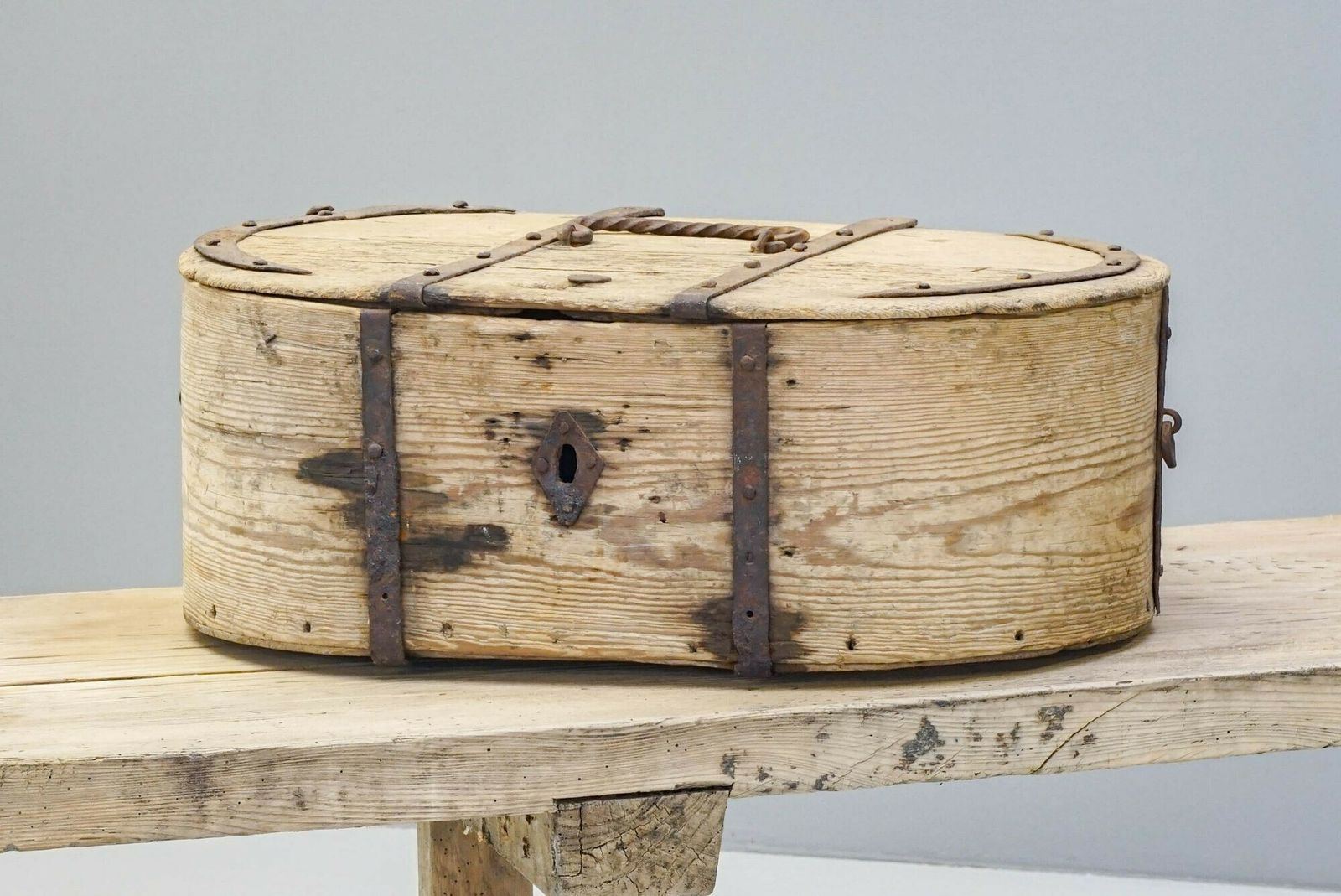 Metal Bound Box, 1800s, Iron, Antique photo for sale